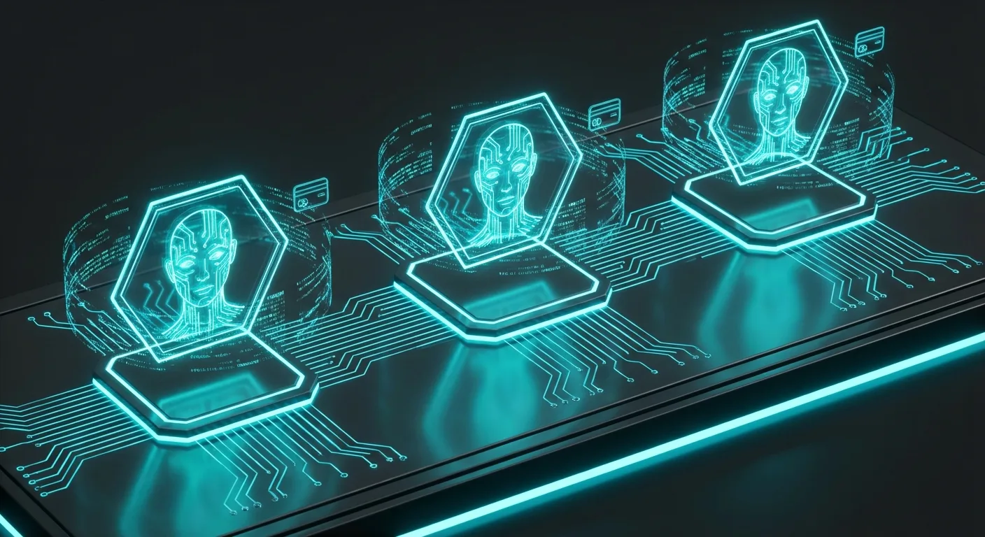 AI-generated influencer avatar with dollar signs and warning symbols representing monetization risks and dangers