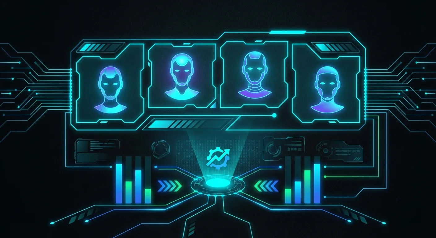 AI influencer creating viral short-form content on phone with monetization dashboard showing $10K monthly revenue growth