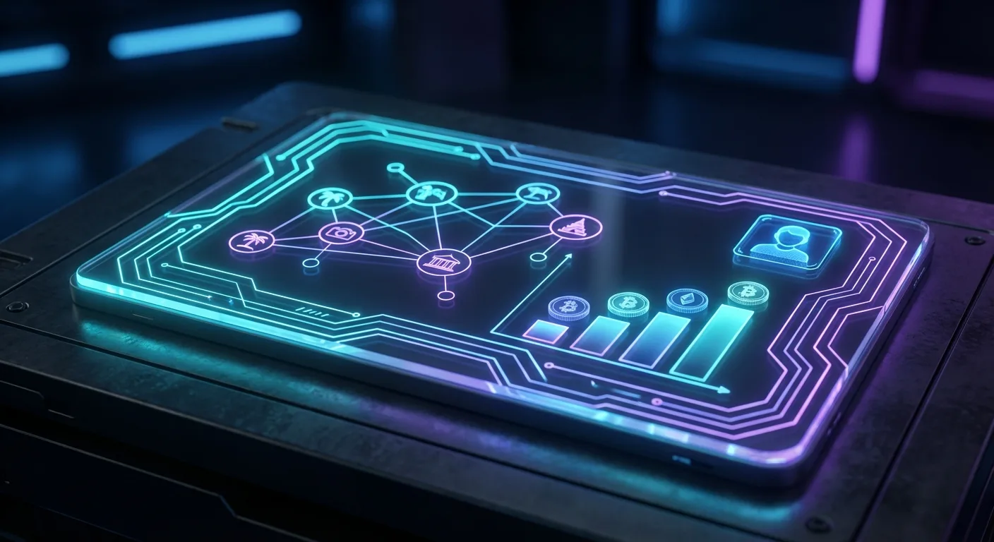 AI travel influencer creating content on laptop with tropical Bali beach backdrop, earning income from sponsored posts